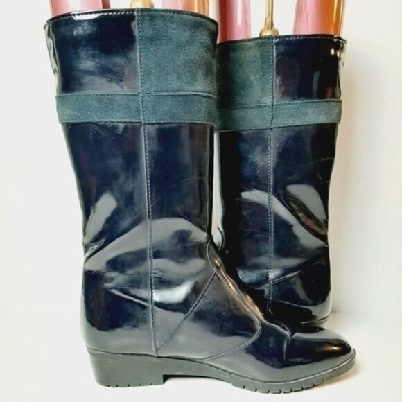 PERTTI PALMROTH Vintage Rain Boots Navy & Teal Sz 6.5 - Picture 7 of 9